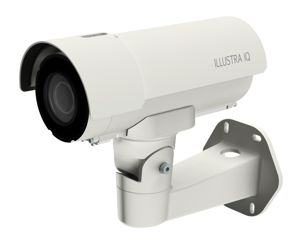 White bullet CCTV camera with varifocal lens and bracket