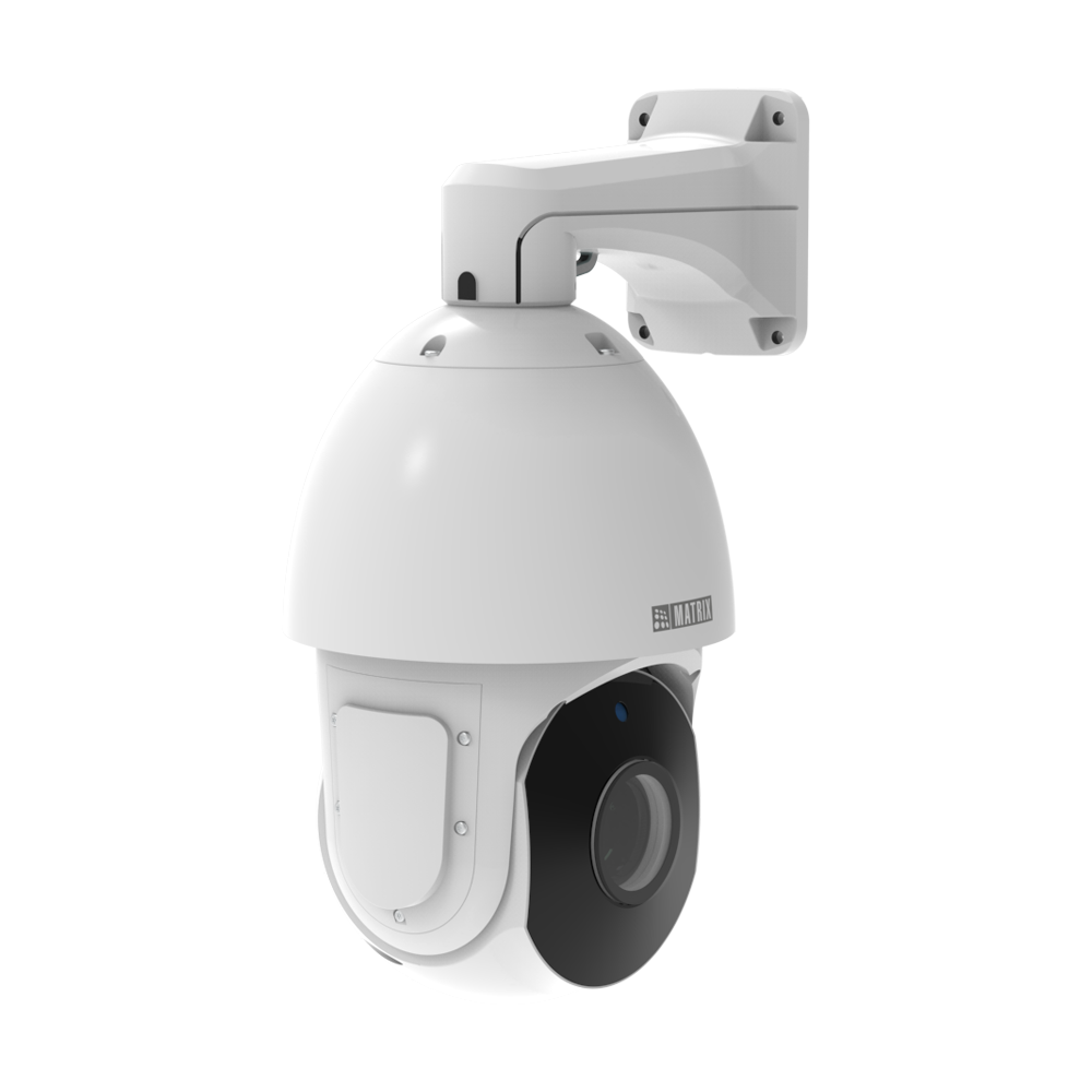 PTZ dome camera with pan, tilt and optical zoom on wall mount